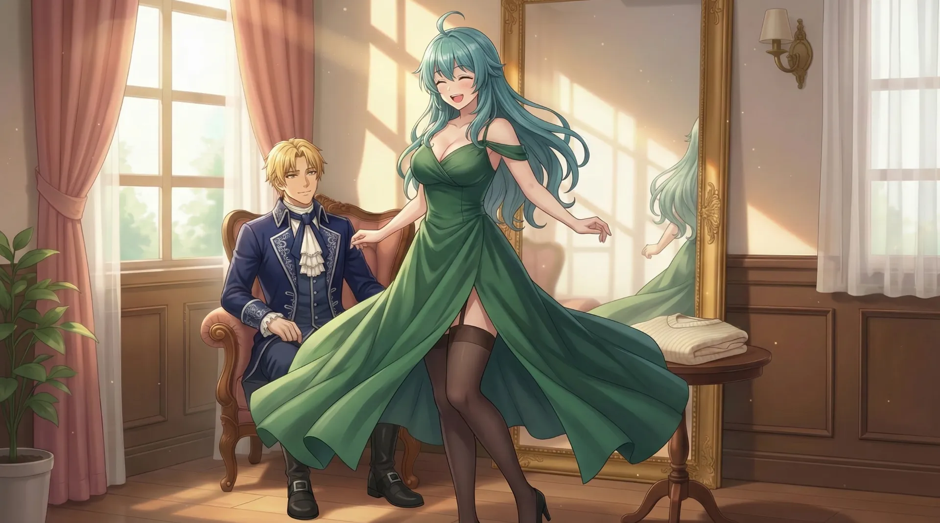 ドレスに着替えたソニアが、うれしそうにくるりと回る場面