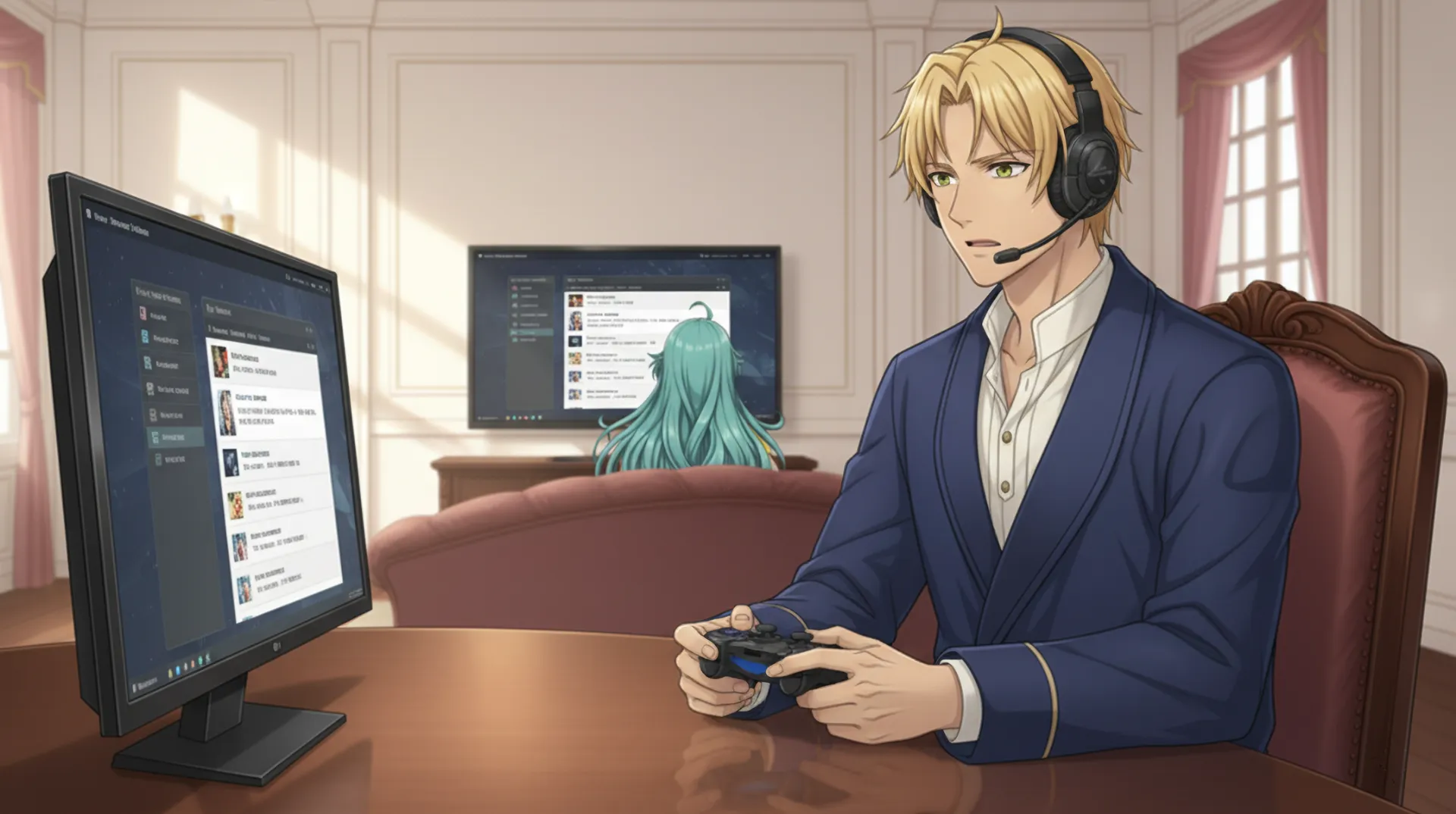 ラムリーザとソニアが、ネットのコミュニティに入って雑談する場面