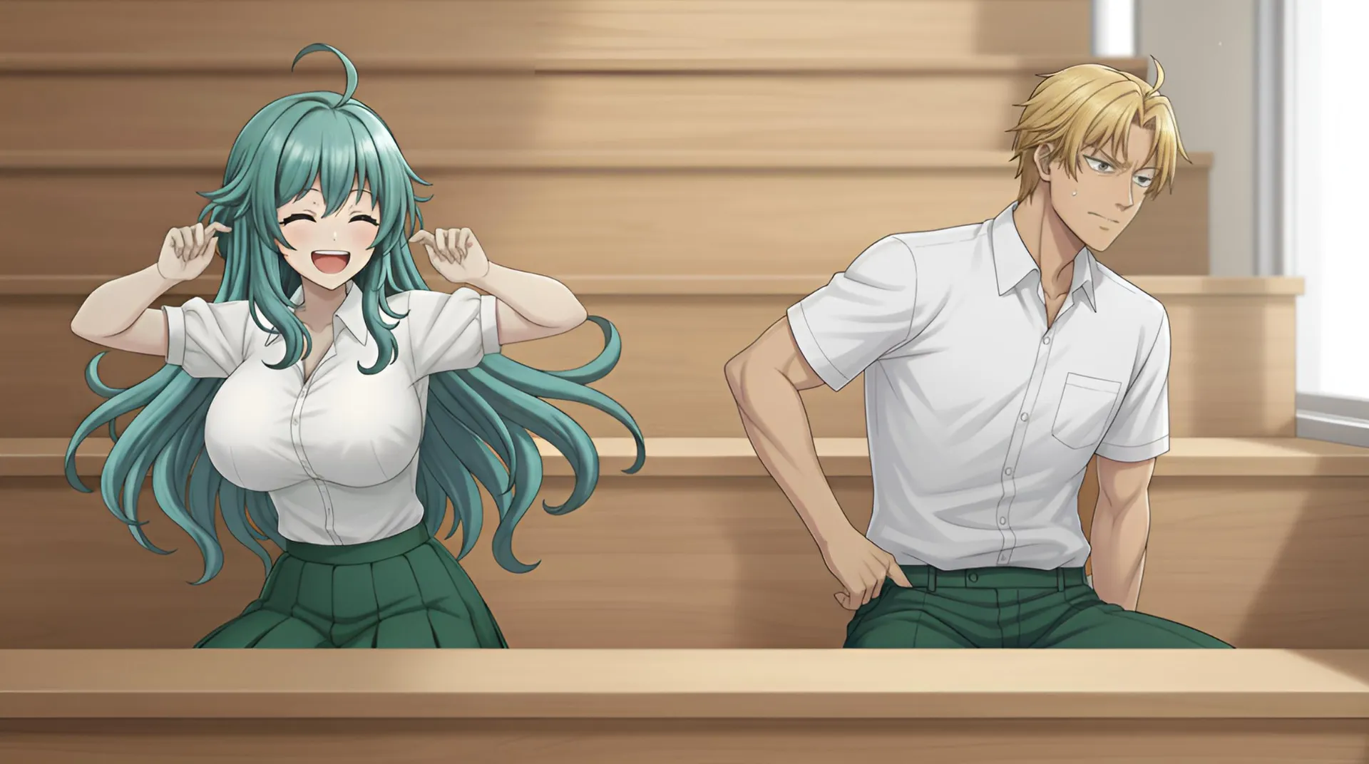 ソニアが、夏休みに入り制服から解放されることを喜ぶ場面