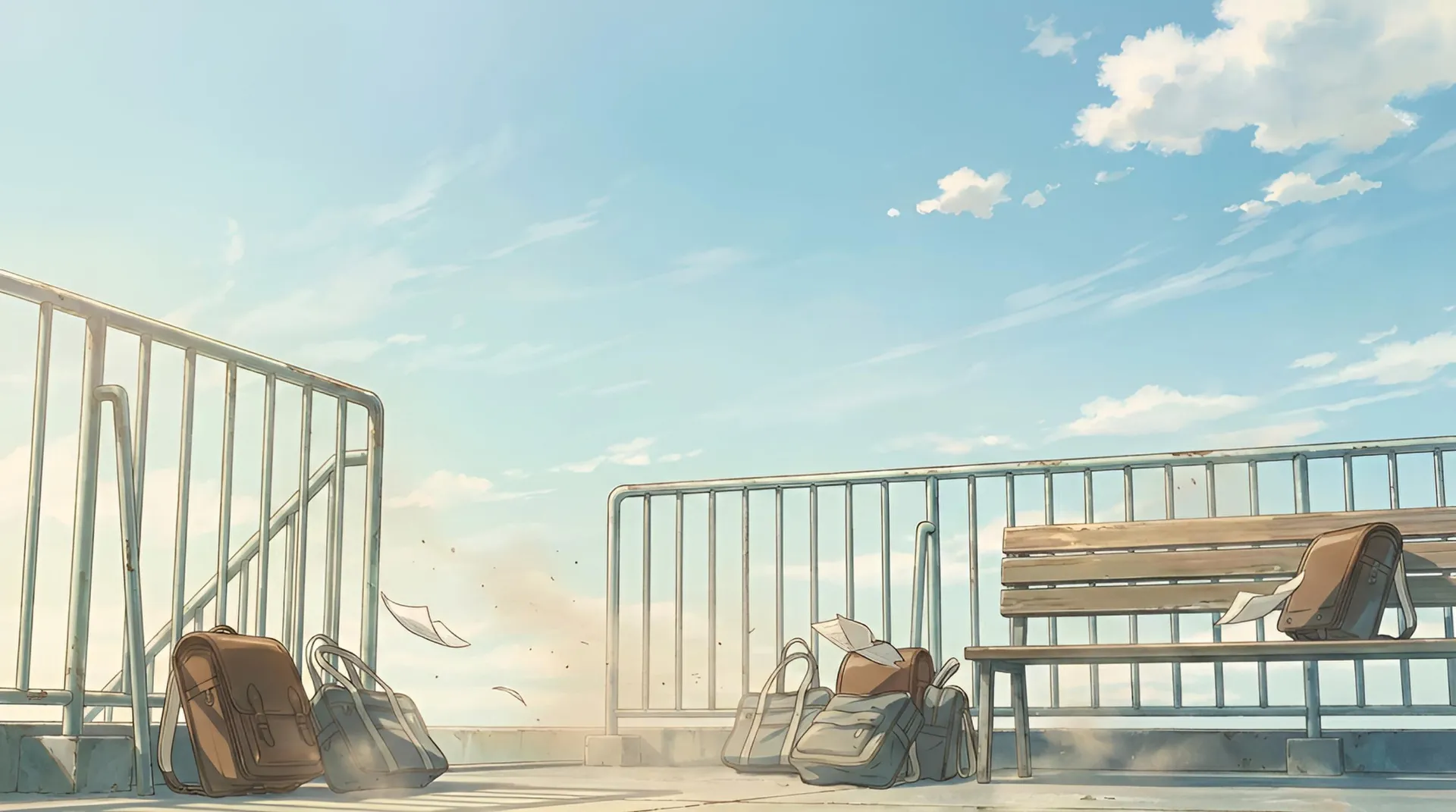 強い風の吹く屋上